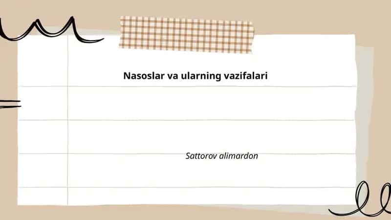 Nasoslar va ularning vazifalari
