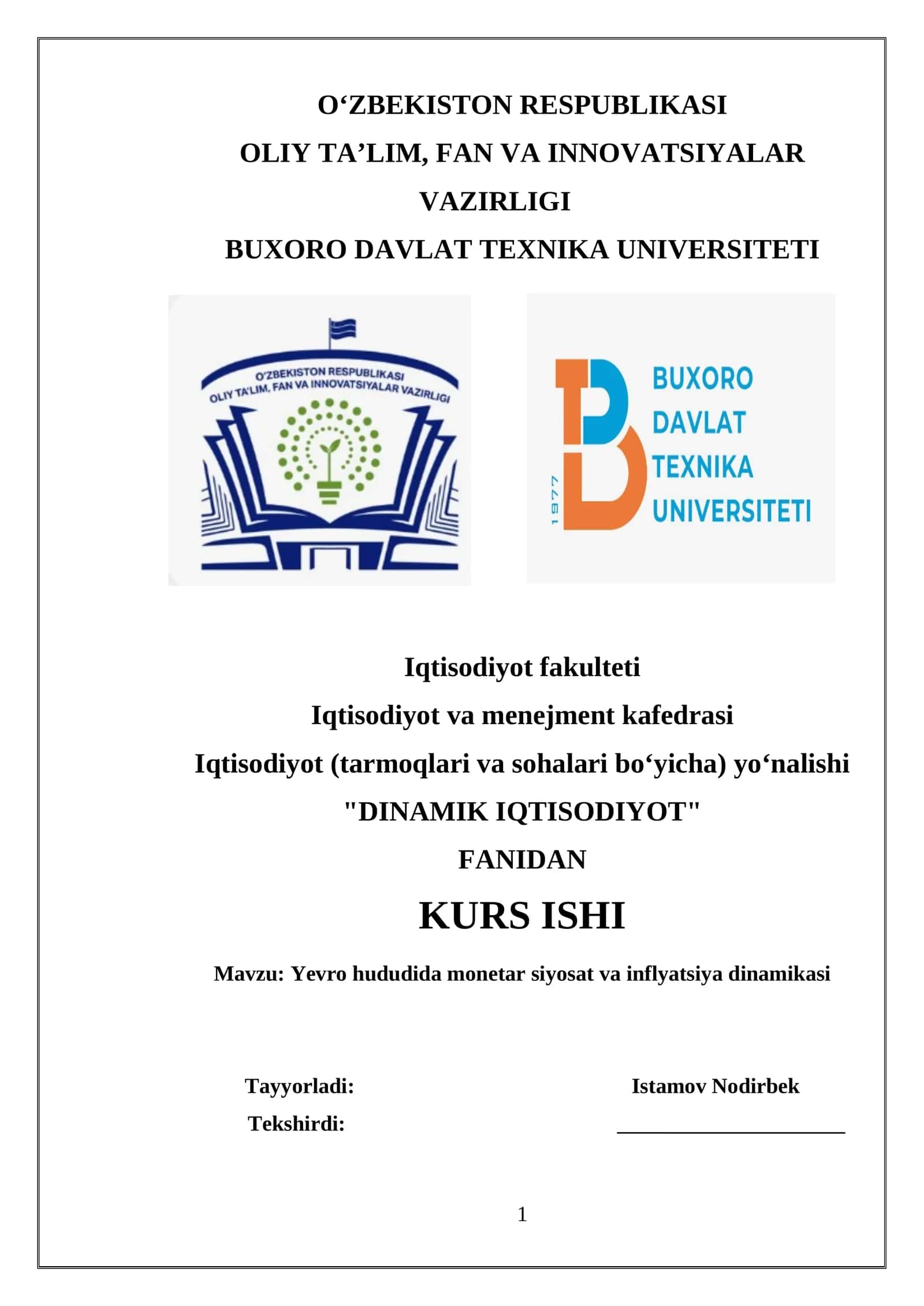 Yevro hududida monetar siyosat va inflyatsiya dinamikasi