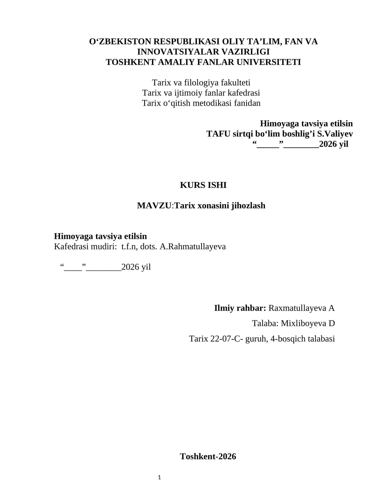 Tarix xonasini jihozlash