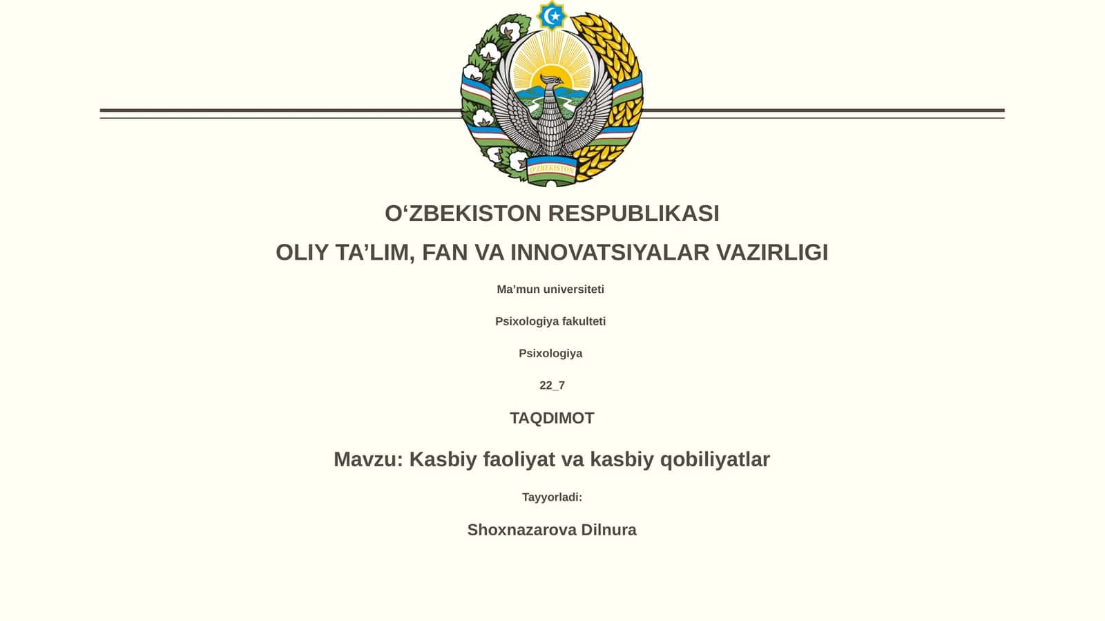Kasbiy faoliyat va kasbiy qobiliyatlar