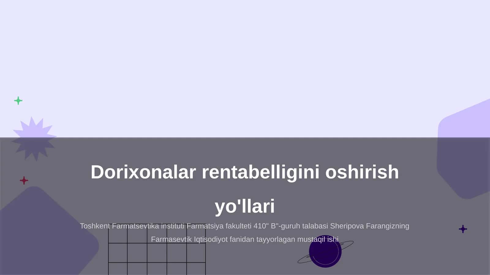 Dorixonalar rentabelligini oshirish yo'llari