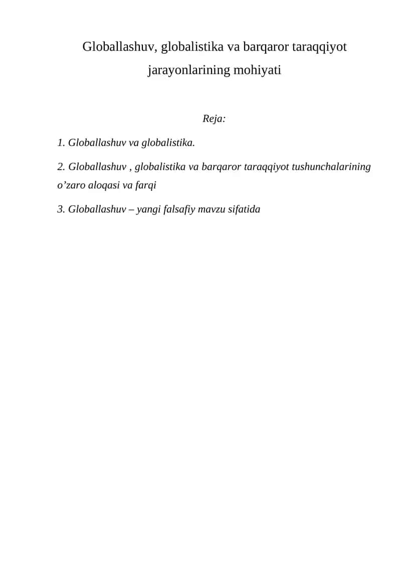 Globallashuv va globalistika