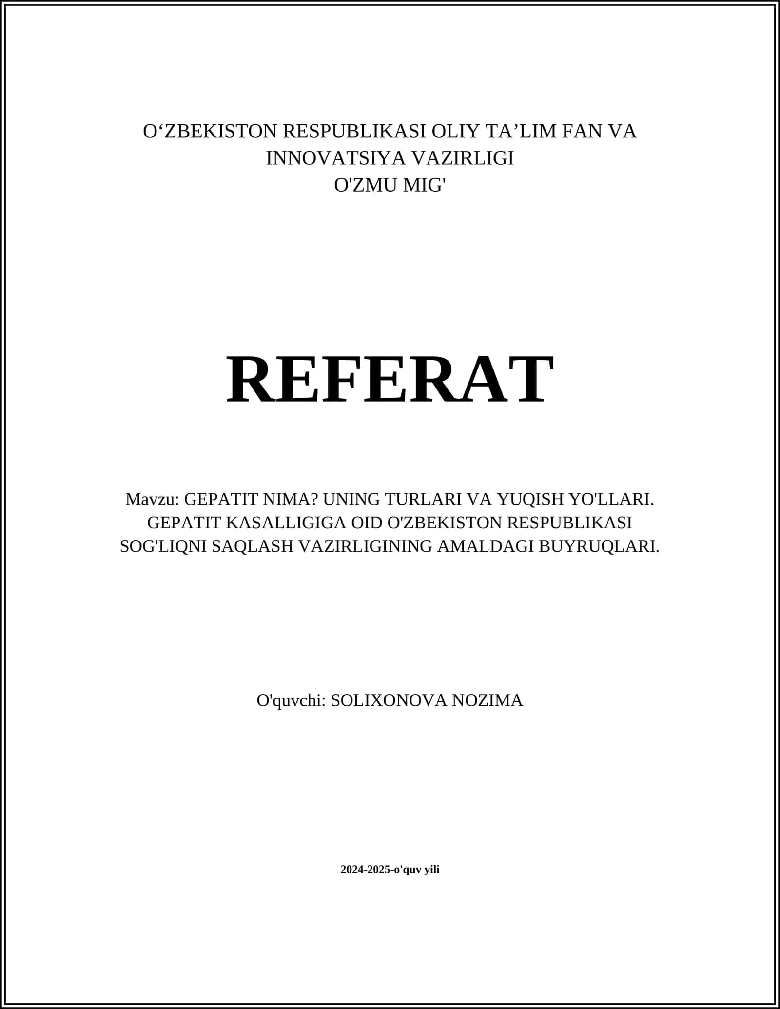 GEPATIT NIMA? UNING TURLARI VA YUQISH YO'LLARI