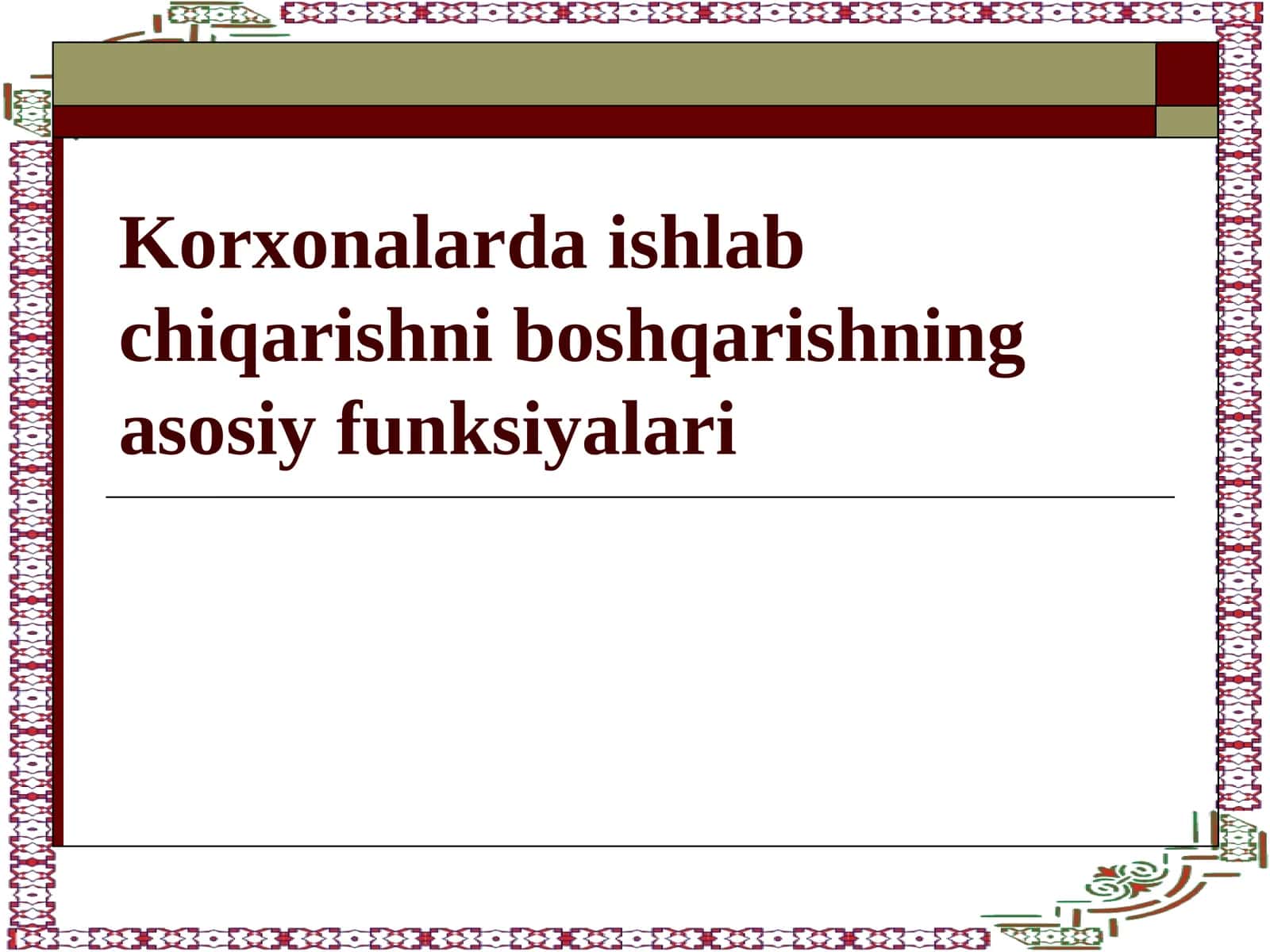 Boshqaruv vazifalari