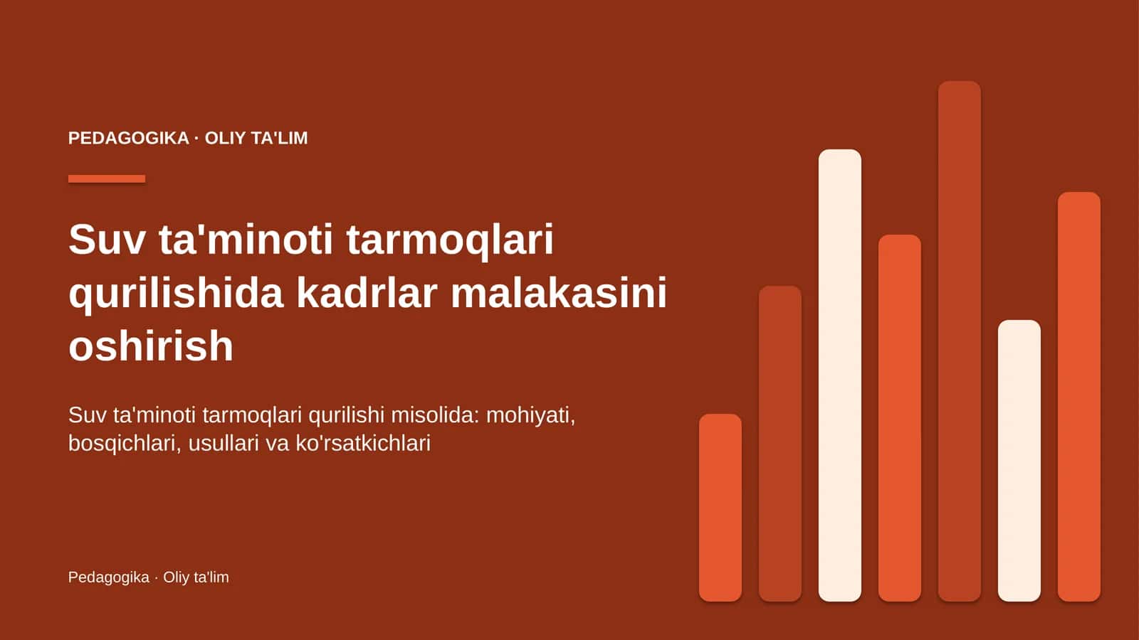 Suv ta'minoti tarmoqlari qurilishida kadrlar malakasini oshirish
