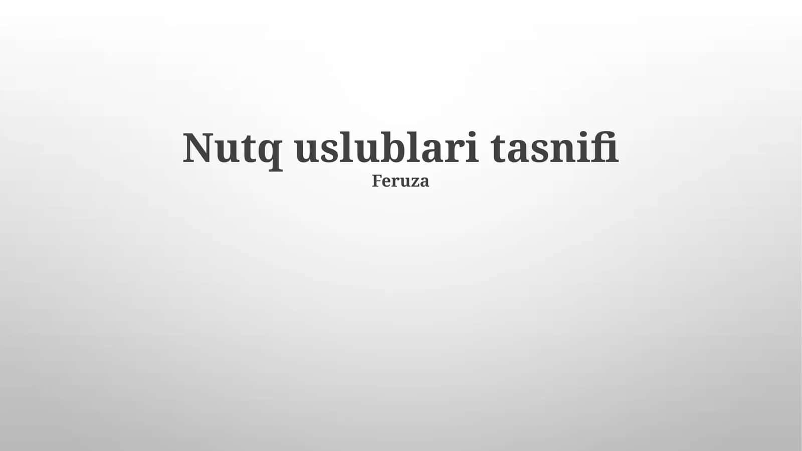 Nutq uslublari tasnifi