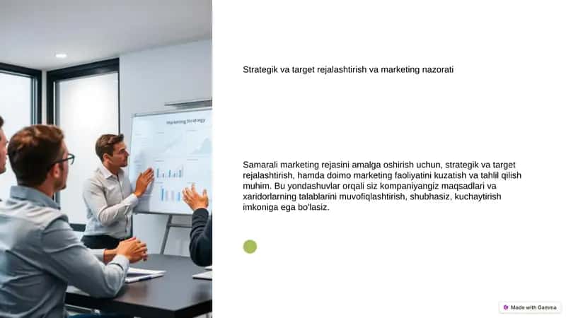 Strategik va target rejalashtirish va marketing nazorati