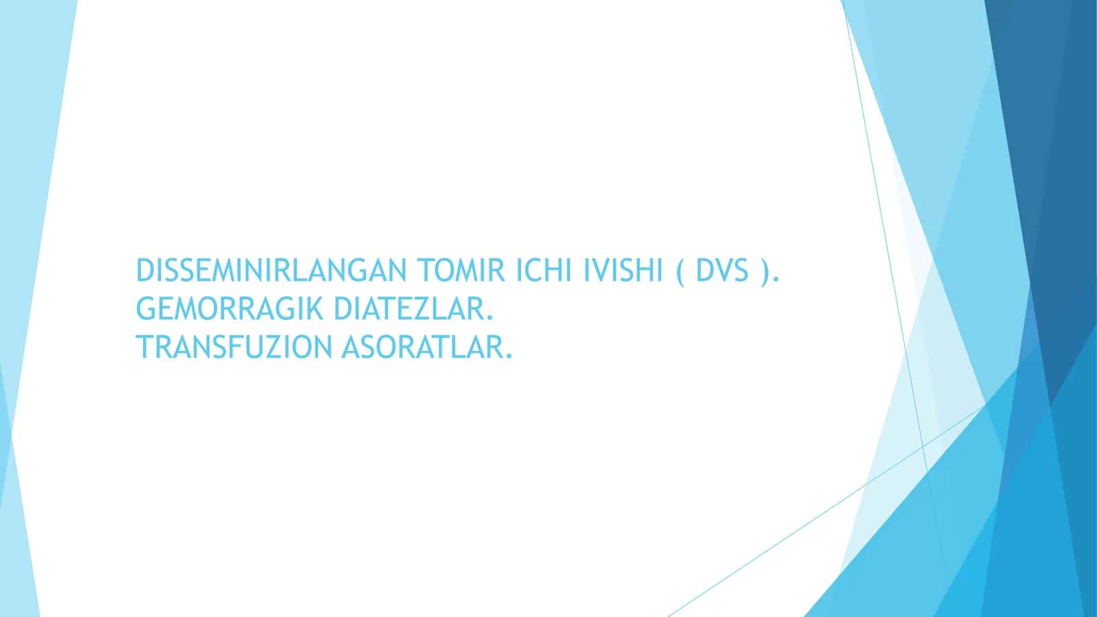 Mikrosirkulator o’zanda bir talay mayda-mayda tromblar paydo bo’lishi sindromi