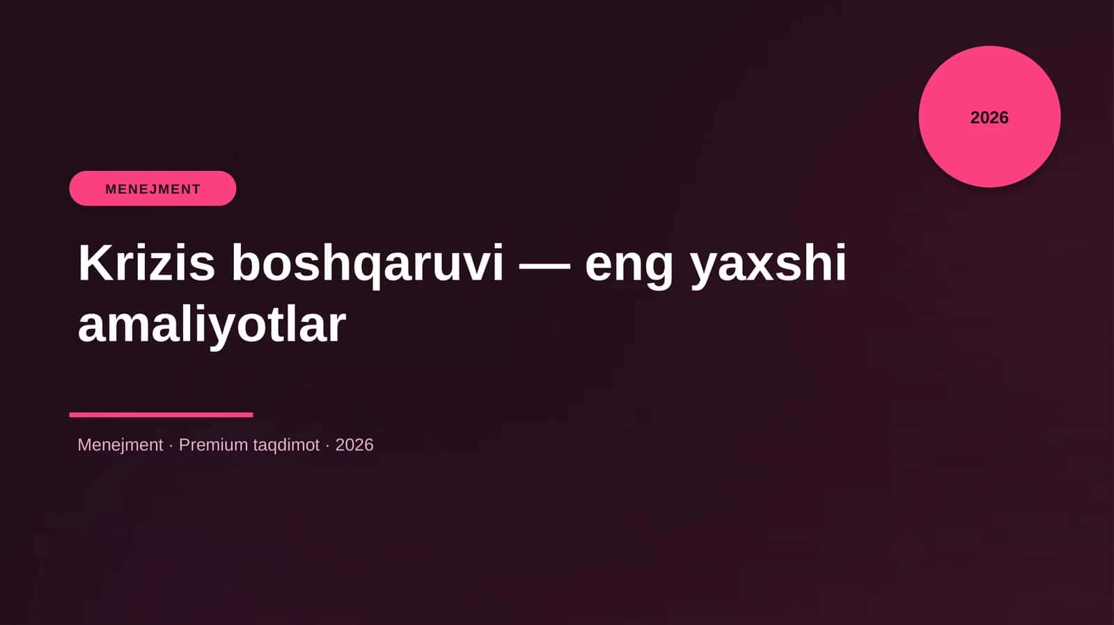 Krizis boshqaruvi — eng yaxshi amaliyotlar