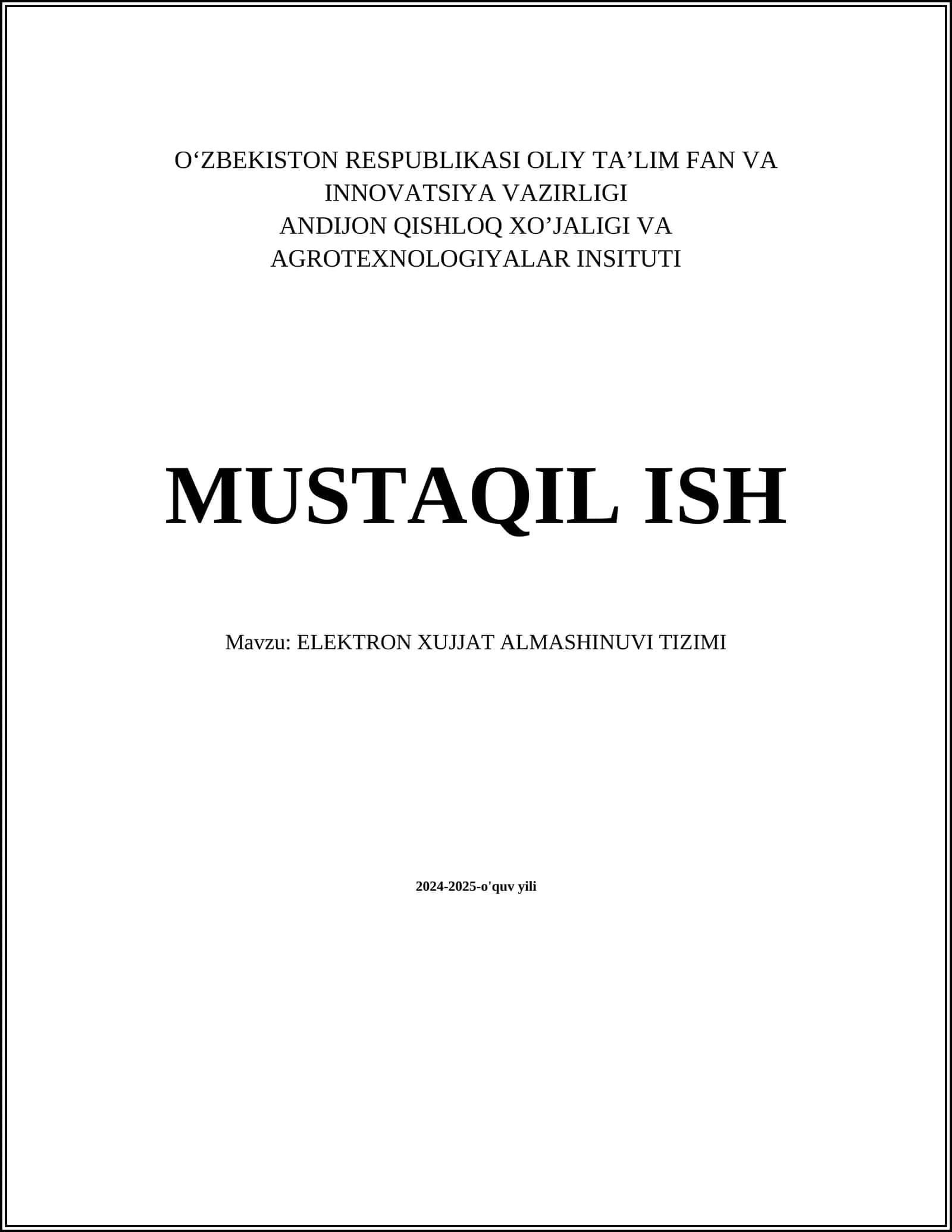 ELEKTRON XUJJAT ALMASHINUVI TIZIMI