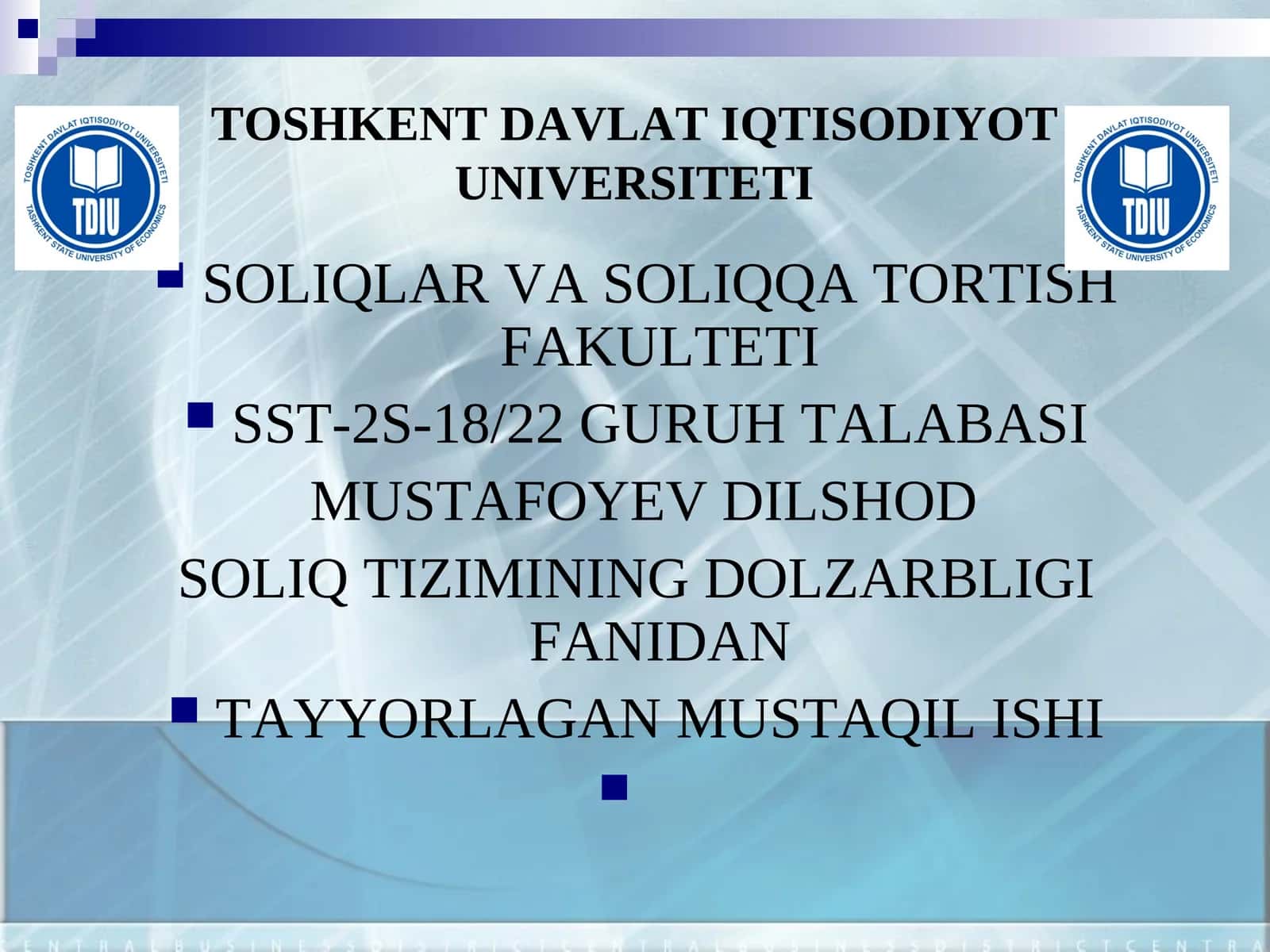 Soliqlarning tasnifi