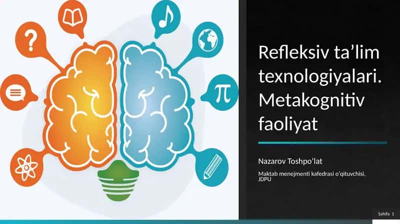 Refleksiv ta’lim texnologiyalari. Metakognitiv faoliyat