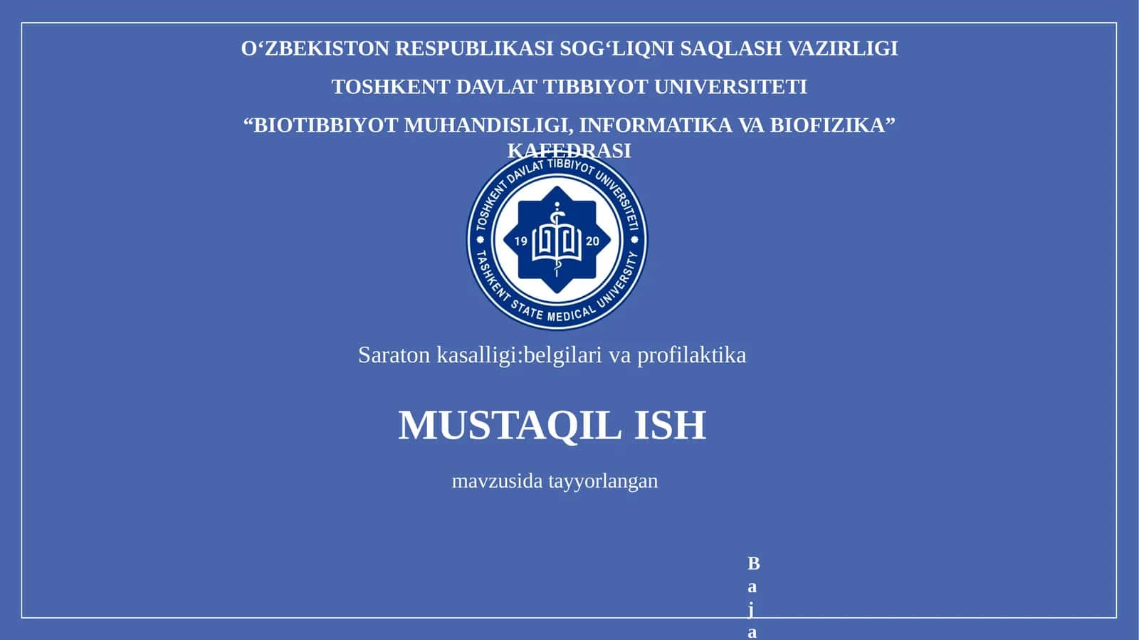 Saraton kasalligi:belgilari va profilaktika