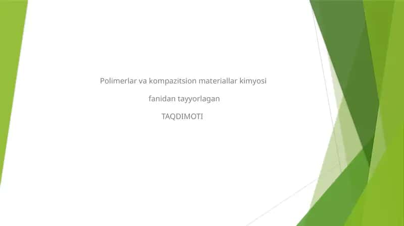 Polimer kompozitsion materiallar kelajagi-yangi istiqbolli qo’llash sohalari