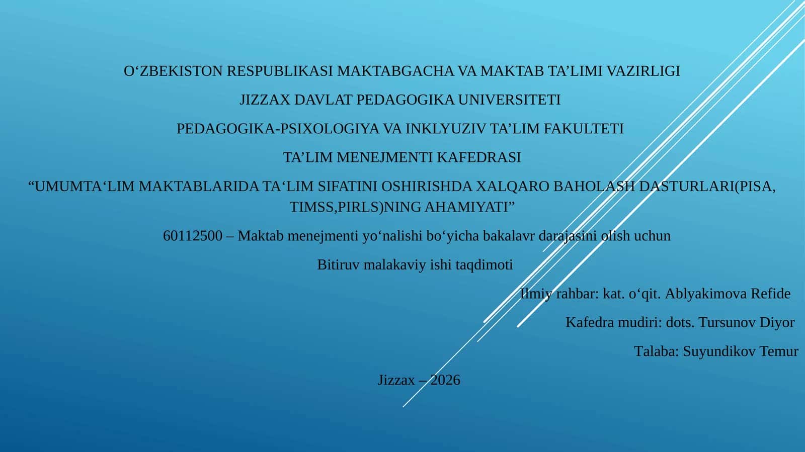 UMUMTA‘LIM MAKTABLARIDA TA‘LIM SIFATINI OSHIRISHDA XALQARO BAHOLASH DASTURLARI(PISA, TIMSS,PIRLS)NING AHAMIYATI