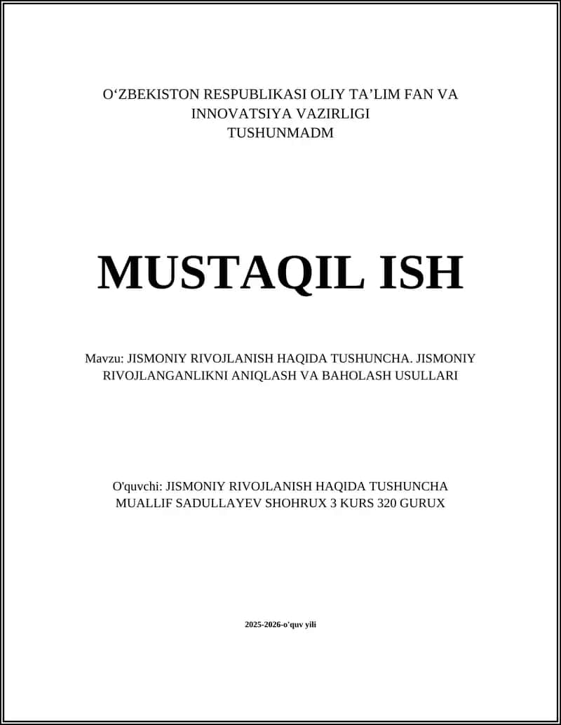 Jismoniy rivojlanish haqida tushuncha