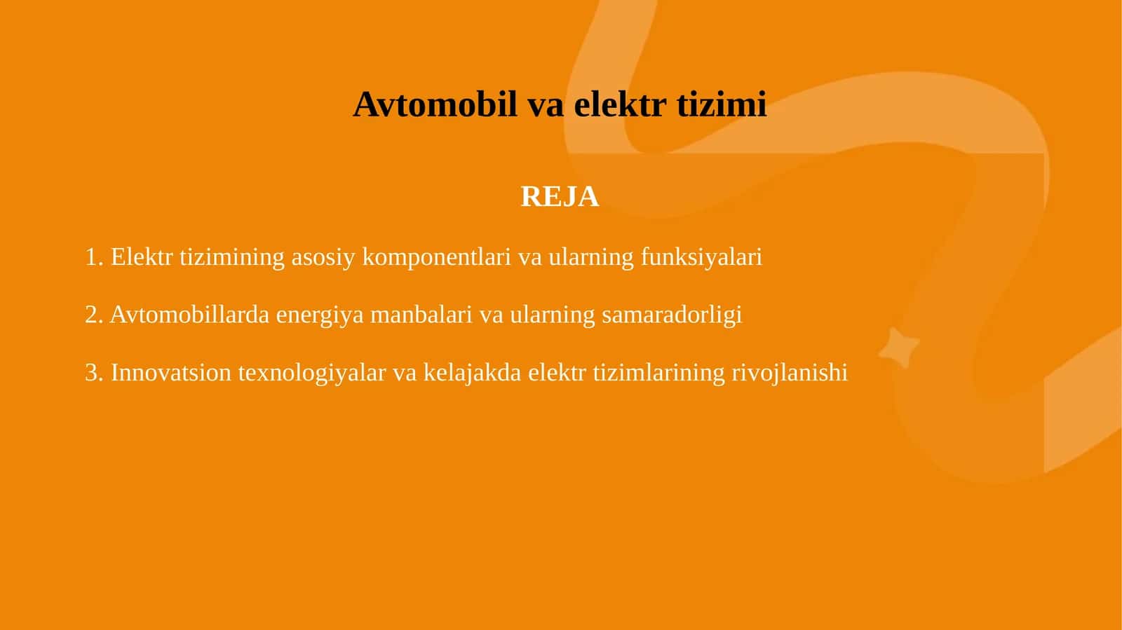 Avtomobil va elektr tizimi