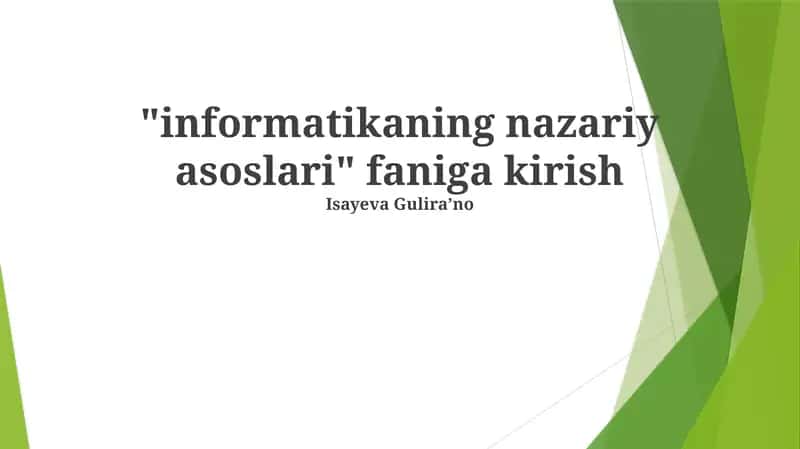 Informatikaning nazariy asoslari