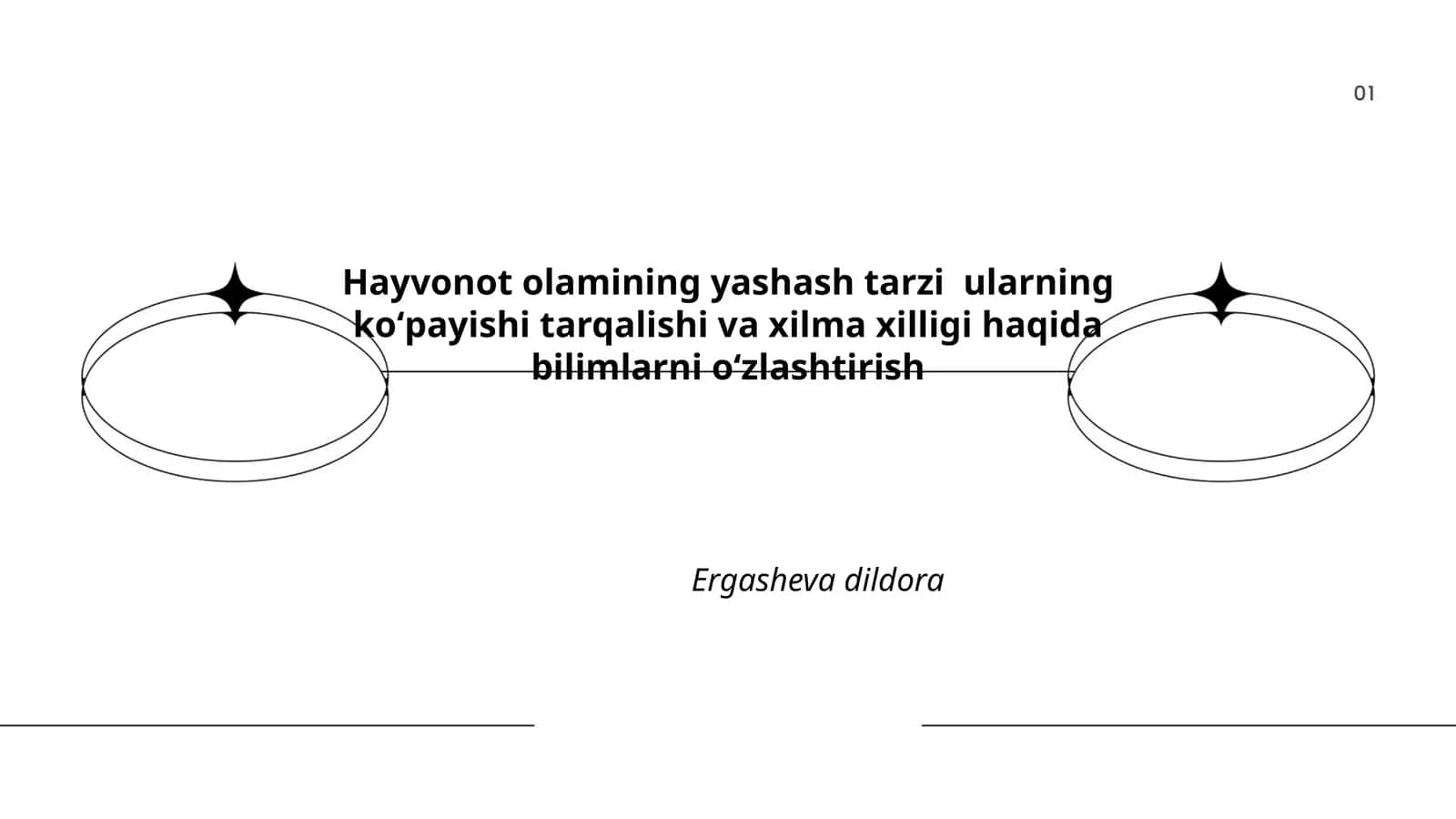 Hayvonot olamining yashash tarzi ularning koʻpayishi tarqalishi va xilma xilligi haqida bilimlarni oʻzlashtirish