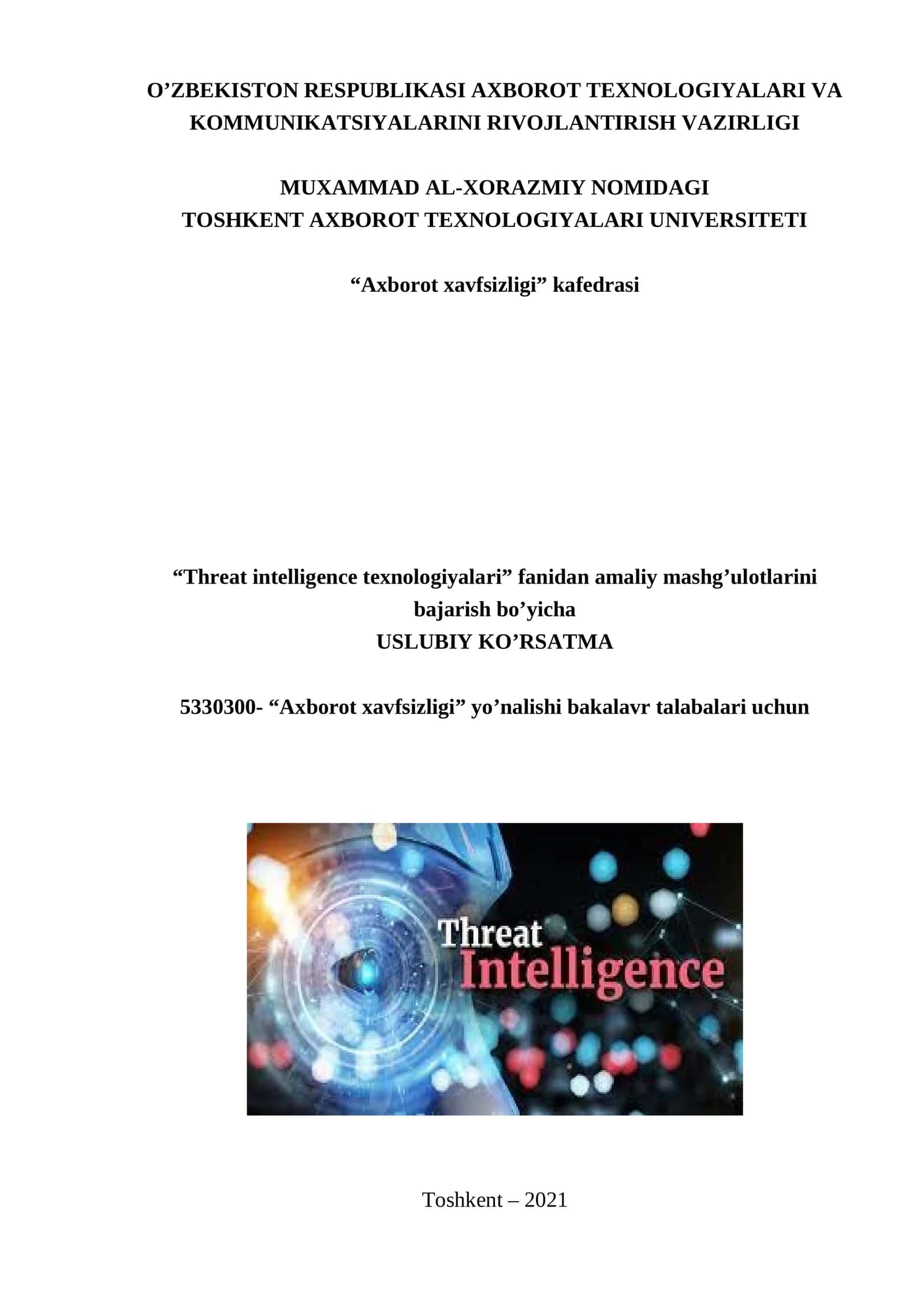 Threat intelligence texnologiyalari amaliy mashg'uloti