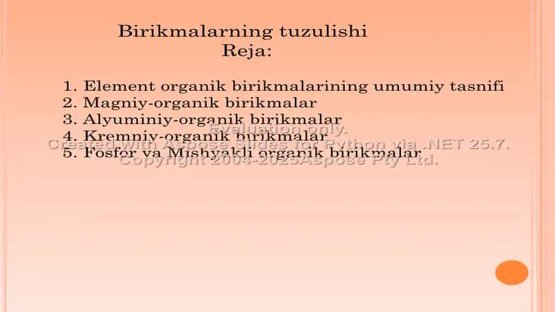 Birikmalarning tuzulishi