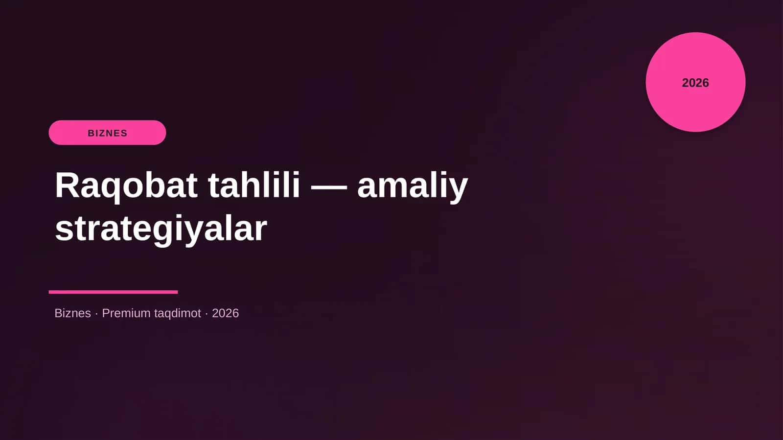 Raqobat tahlili — amaliy strategiyalar