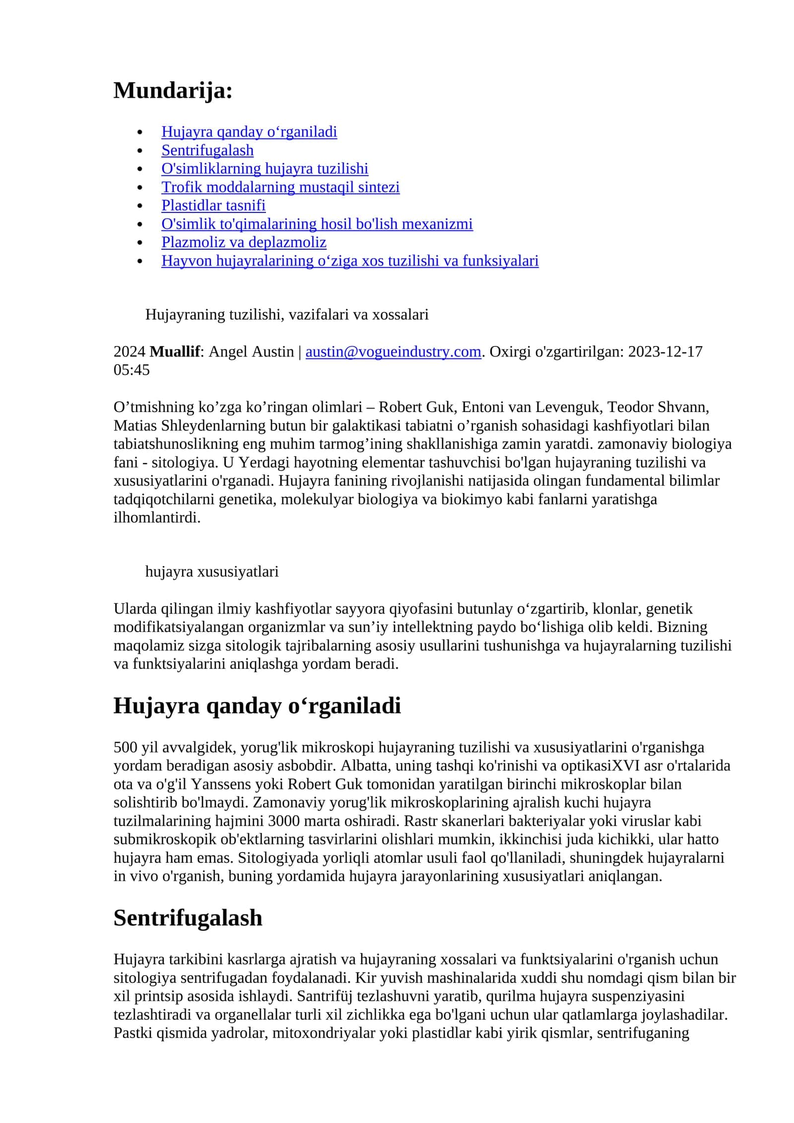 Hujayra qanday oʻrganiladi