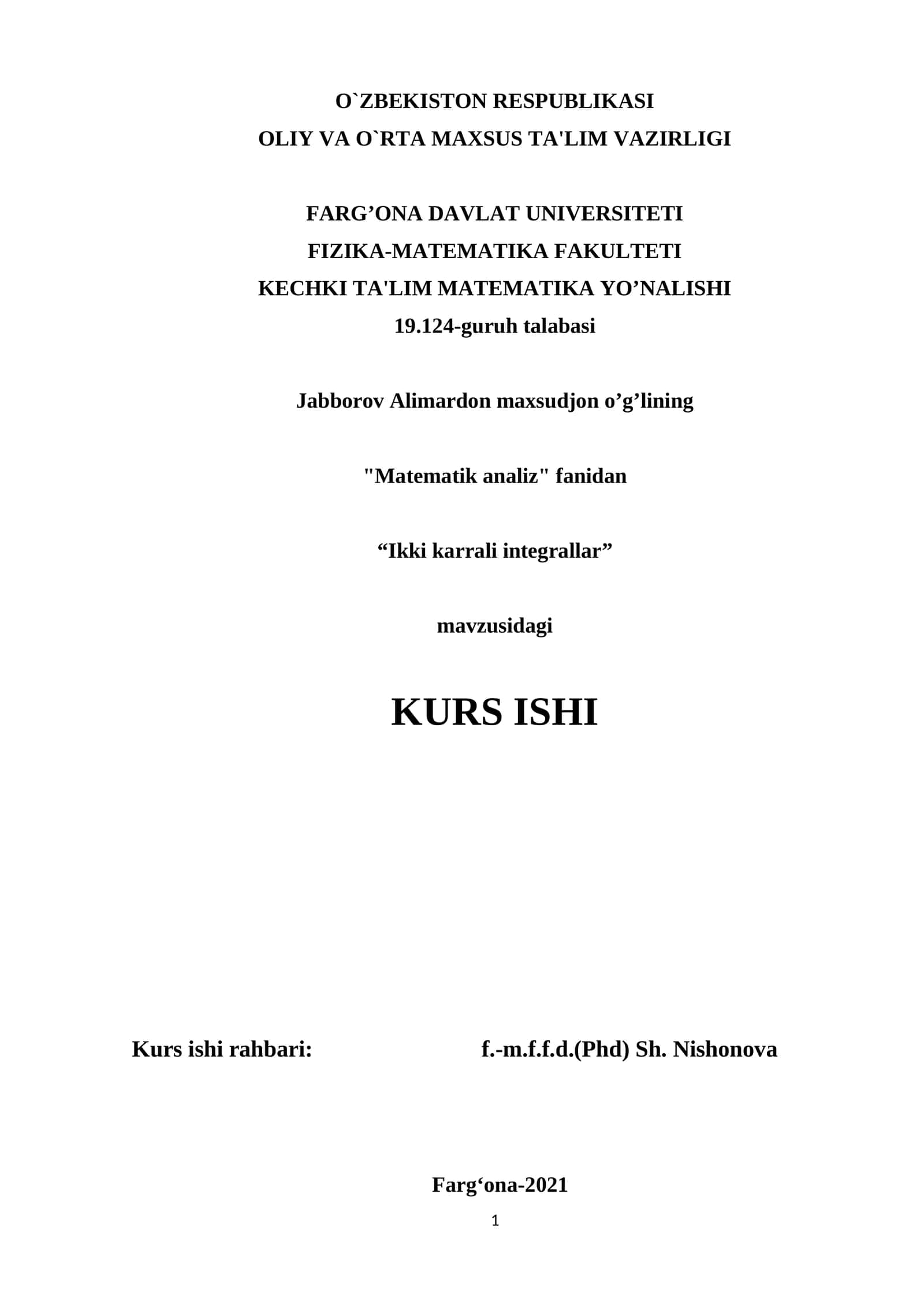 Ikki karrali integrallar