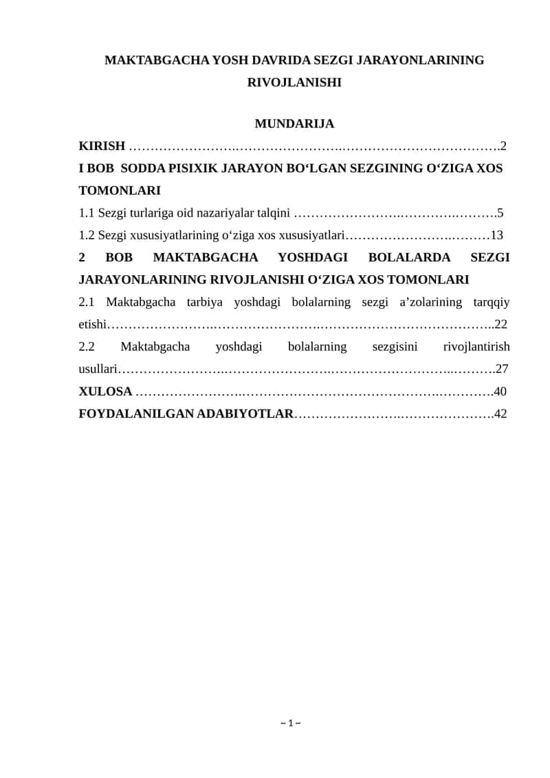 Maktabgacha Yoshdagi Bolalarda Sezgi Jarayonlarining Rivojlanishi