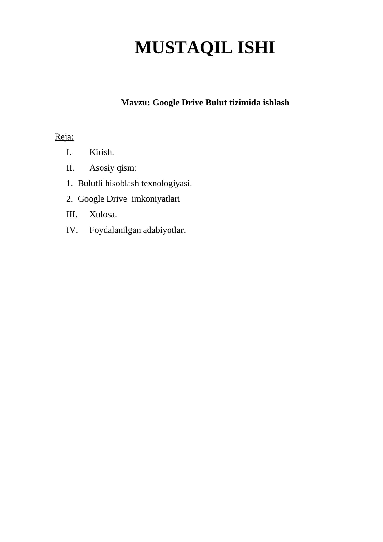 Google Drive Bulut tizimida ishlash