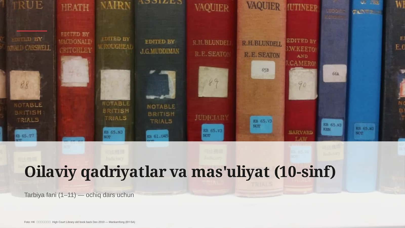 Oilaviy qadriyatlar va mas'uliyat (10-sinf)