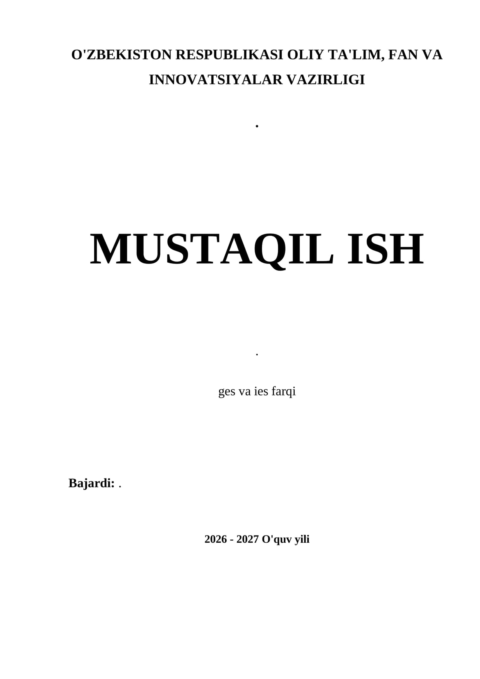 GES va IES tushunchalari va ta'riflari
