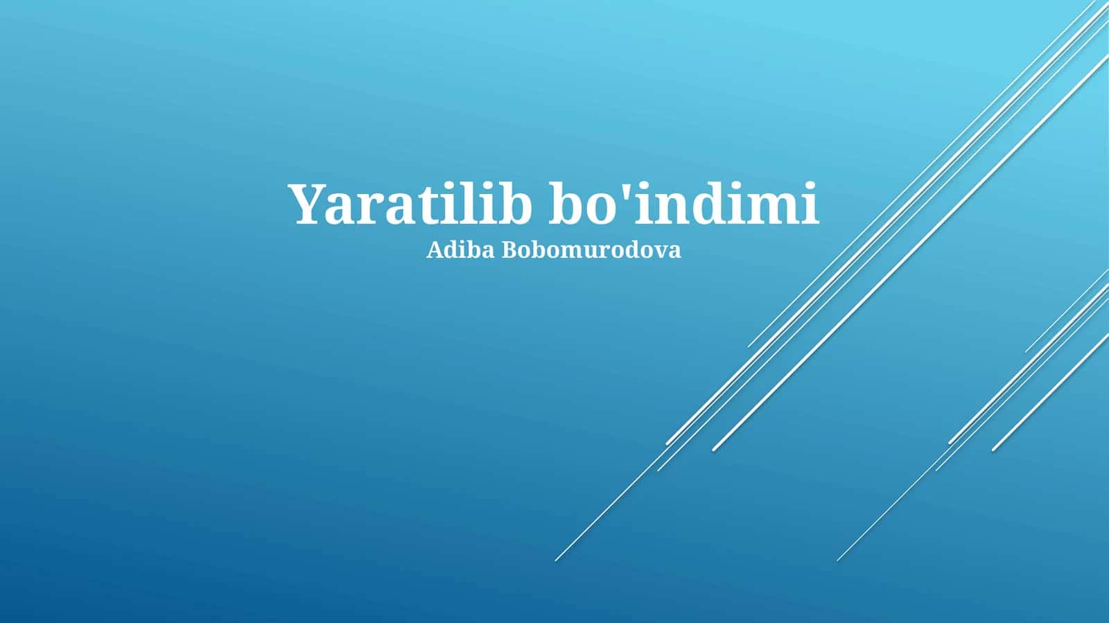 Yaratilib bo'indimi