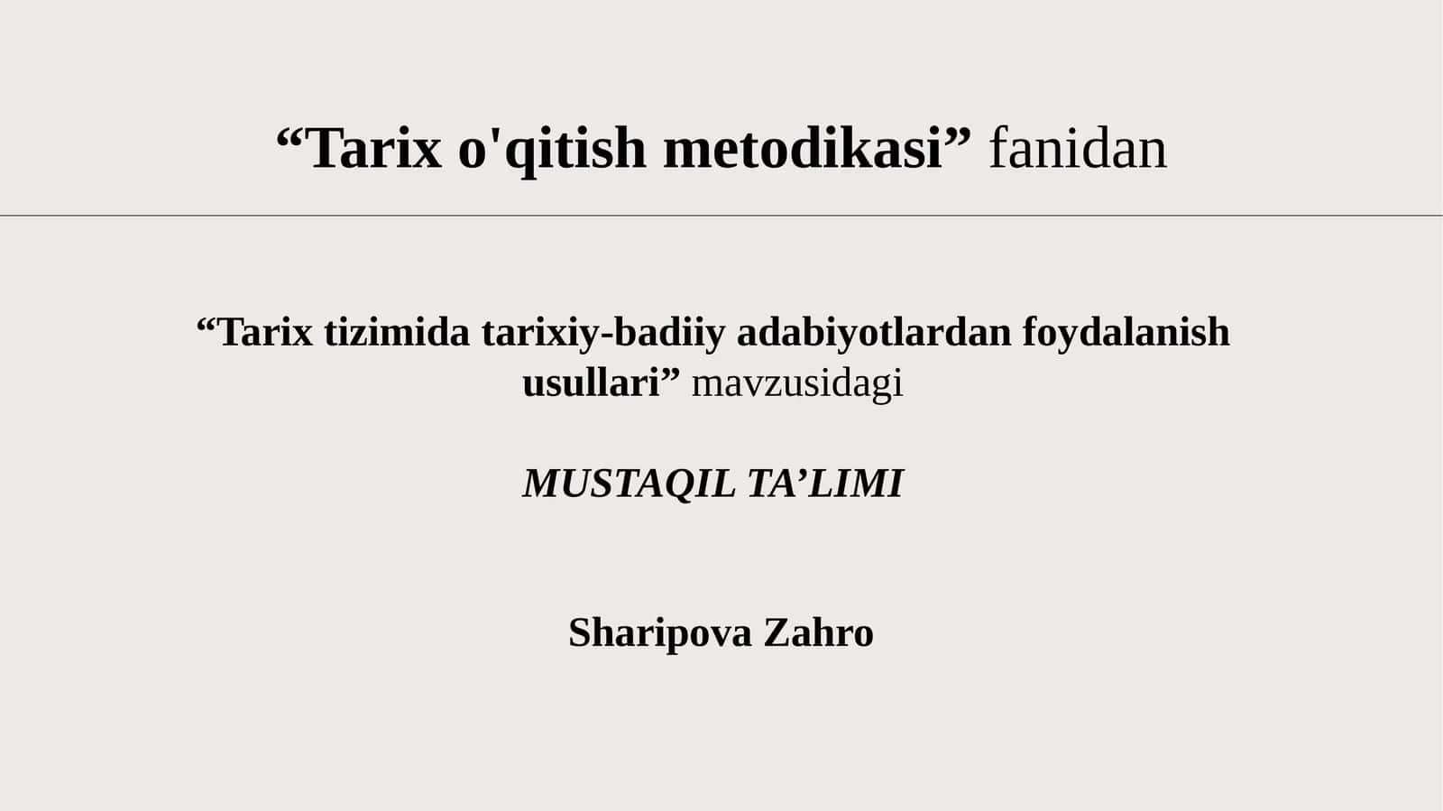 Tarixo'qitishmetodikasi
