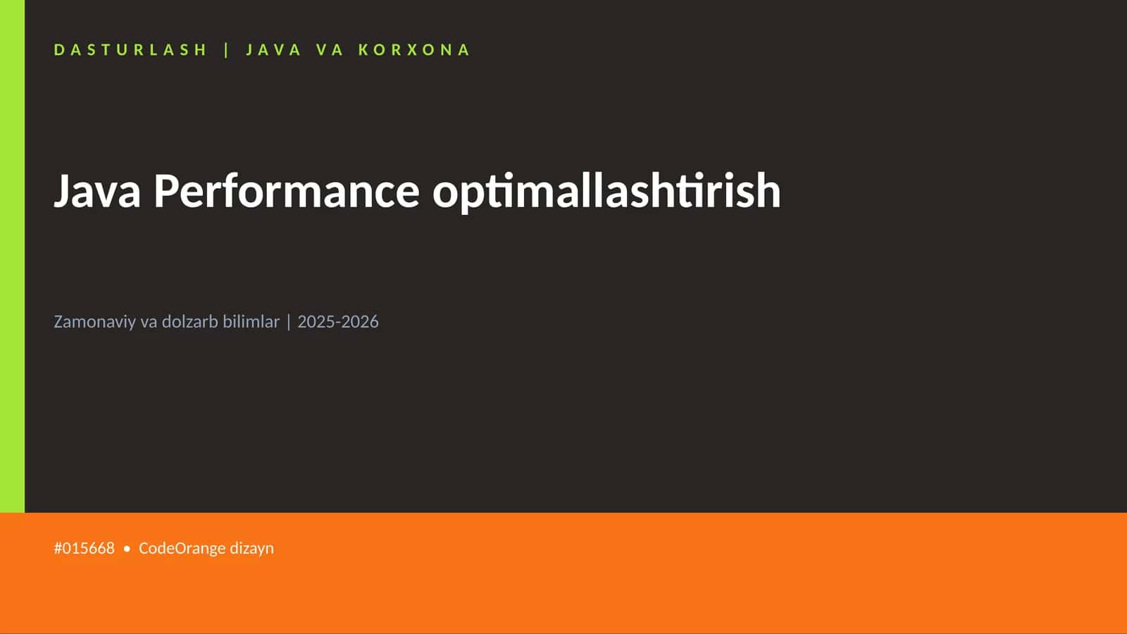 DASTURLASH | JAVA VA KORXONA