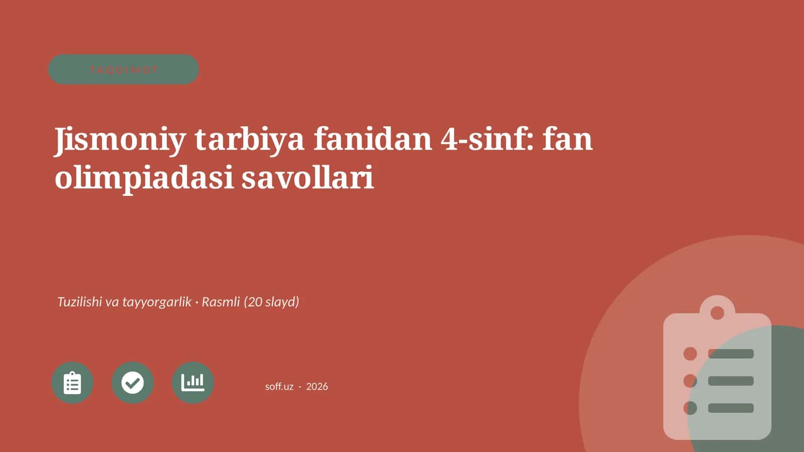 Jismoniy tarbiya fanidan 4-sinf: fan olimpiadasi savollari