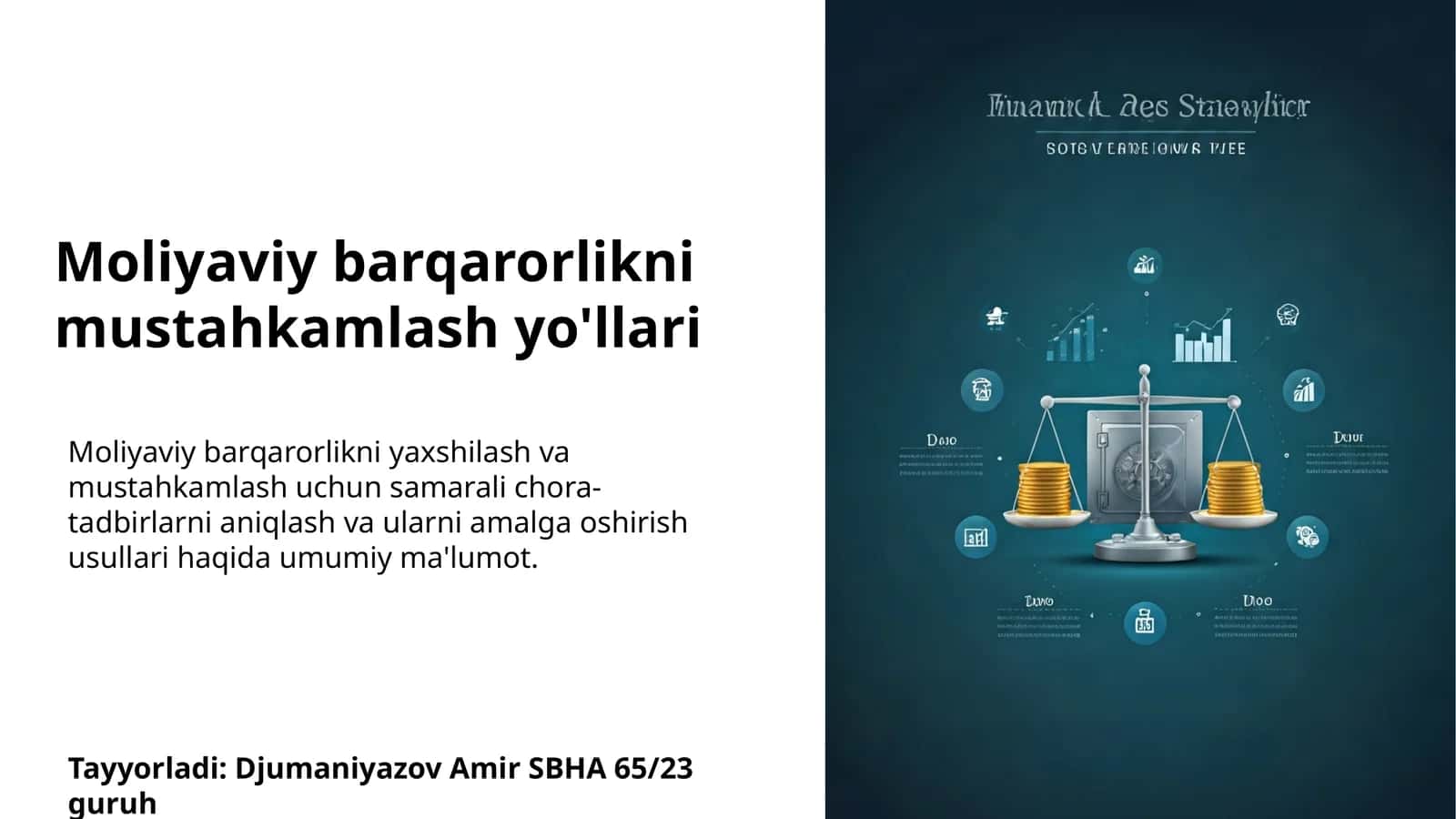Moliyaviy barqarorlikni mustahkamlash yo'llari
