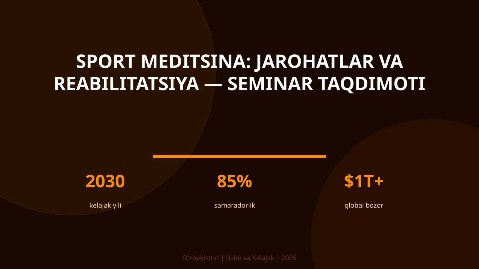 Sport meditsina: jarohatlar va reabilitatsiya — seminar taqdimoti