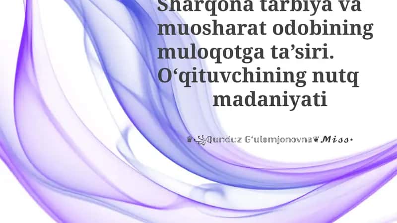Sharqona Muloqot Uslublari