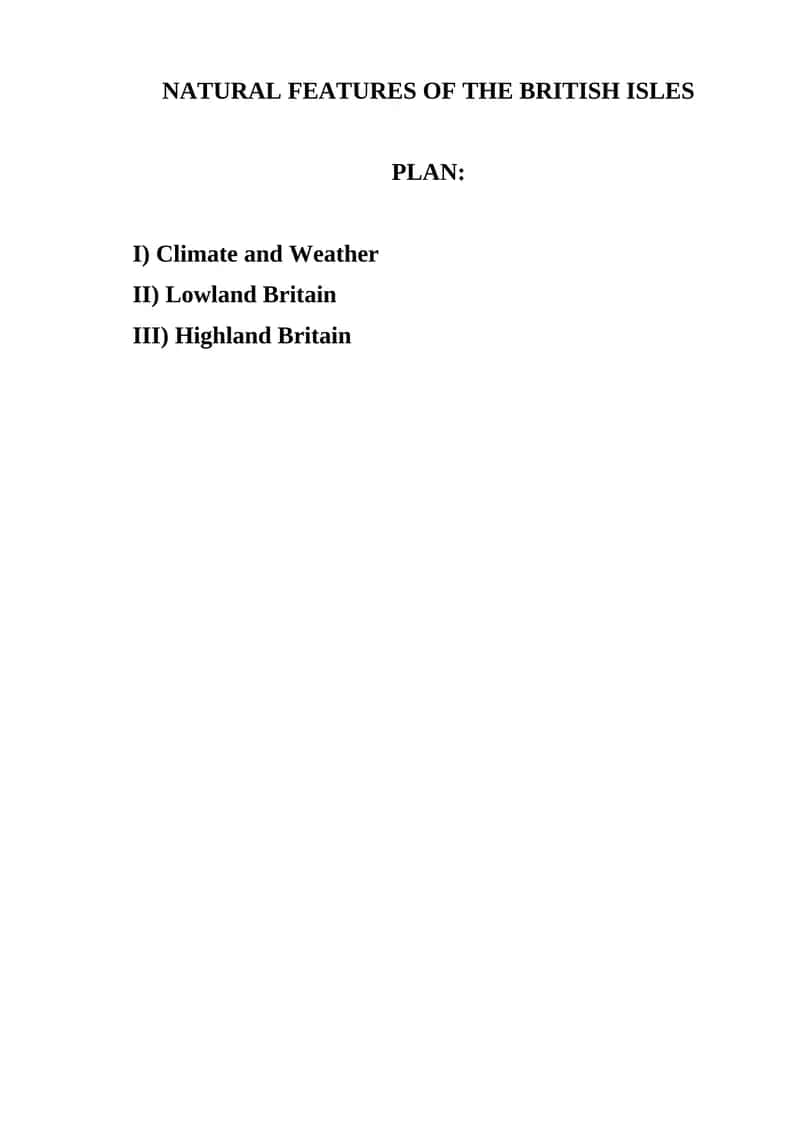 NATURAL FEATURES OF THE BRITISH ISLES