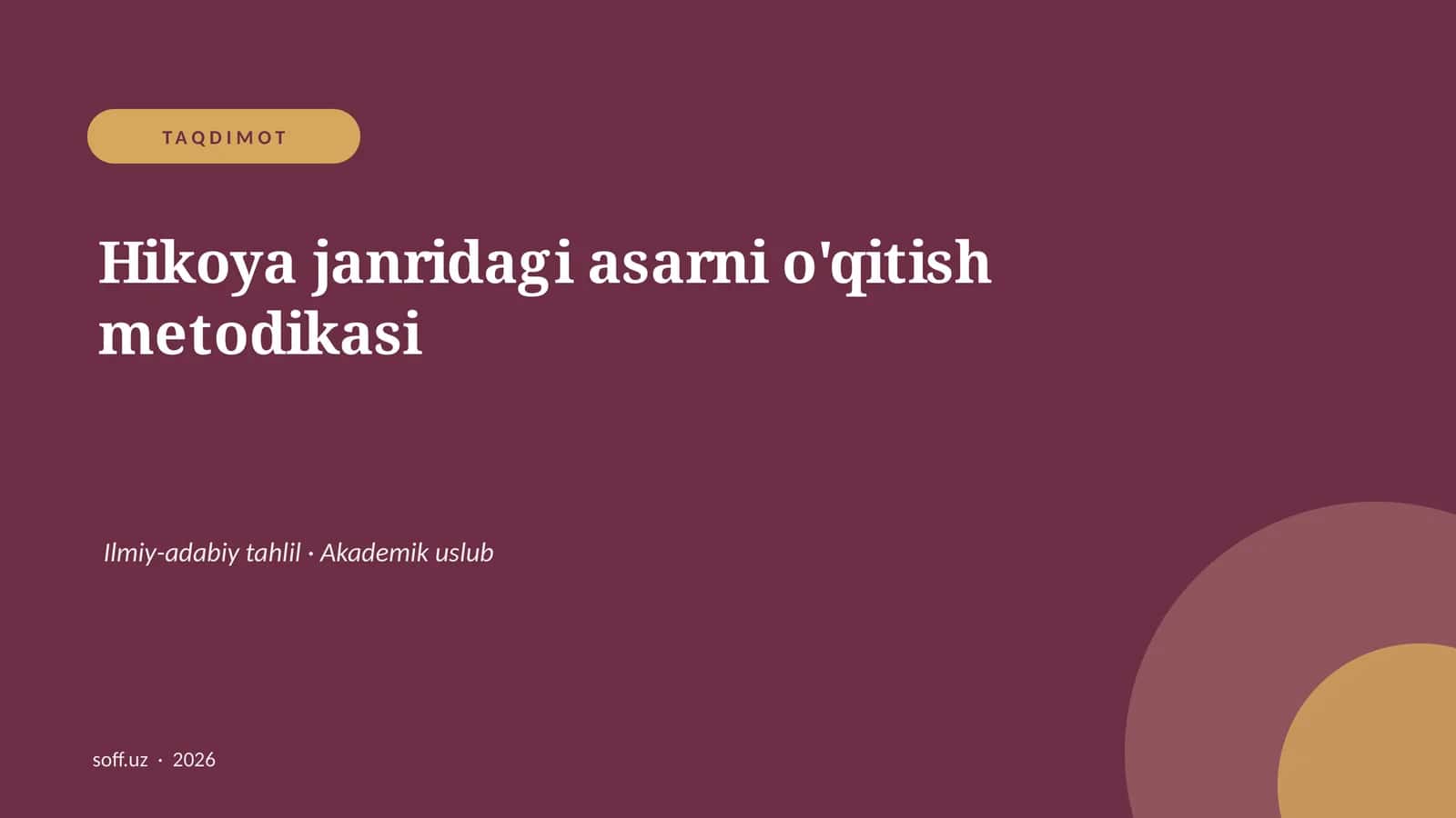 Hikoya janridagi asarni o'qitish metodikasi