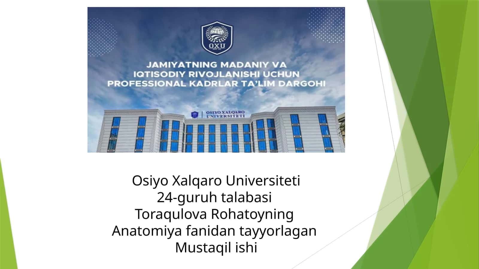 Anatomiya fanidan mustaqil ishi