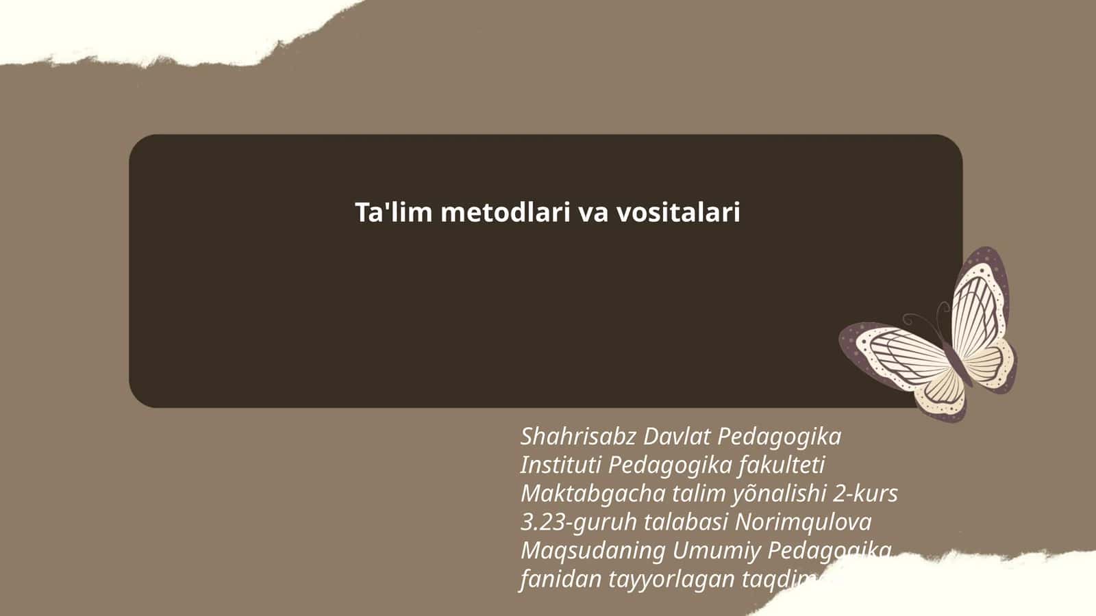 Ta'lim metodlari va vositalari