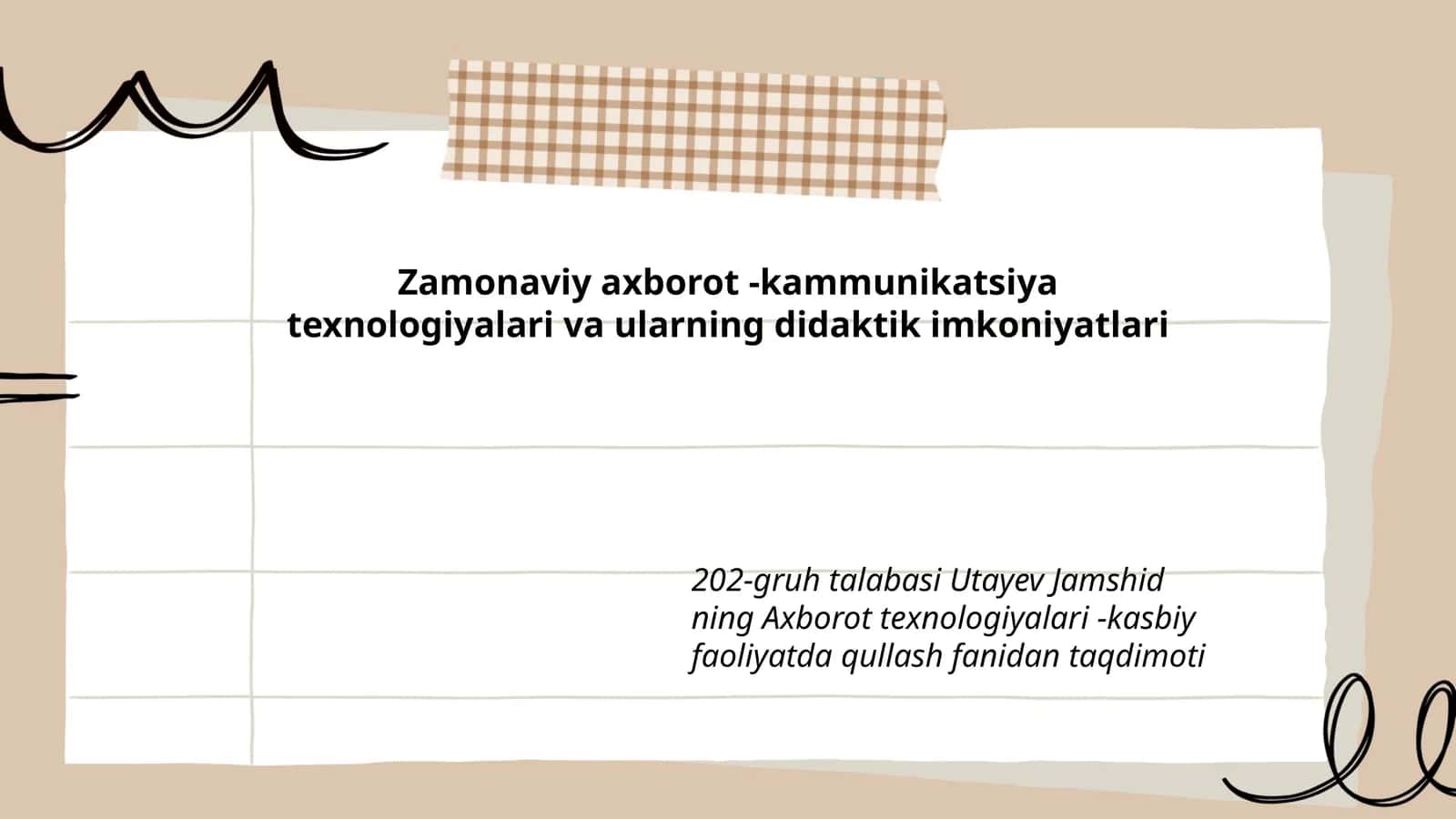 Axborot texnologiyalari -kasbiy faoliyatda qullash fanidan taqdimoti