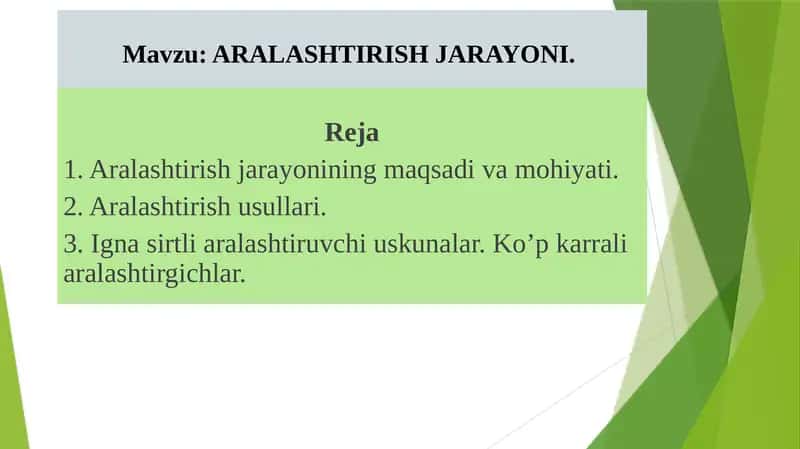 ARALASHTIRISH JARAYONI