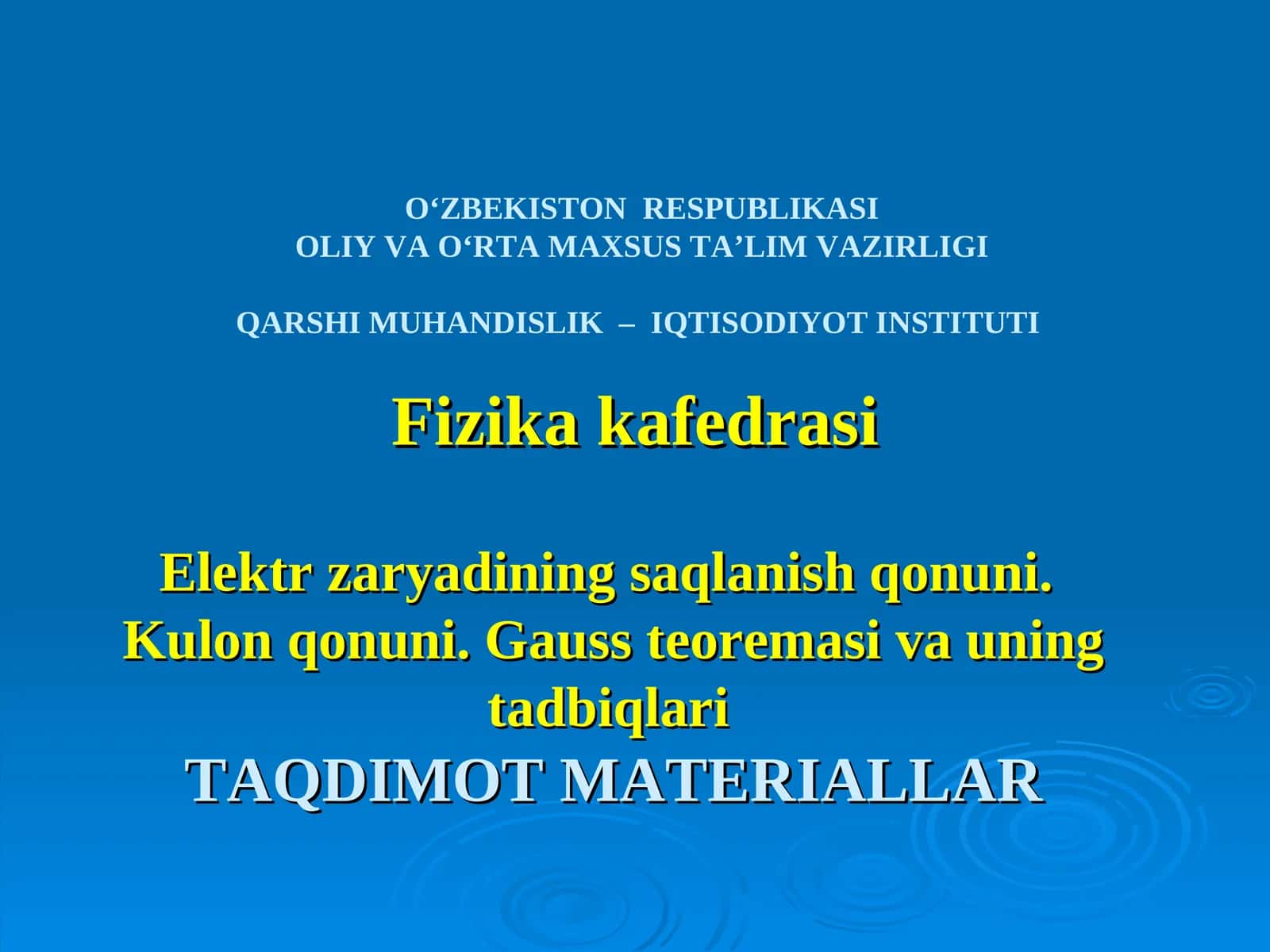 Elektr zaryadi va uning xossalari