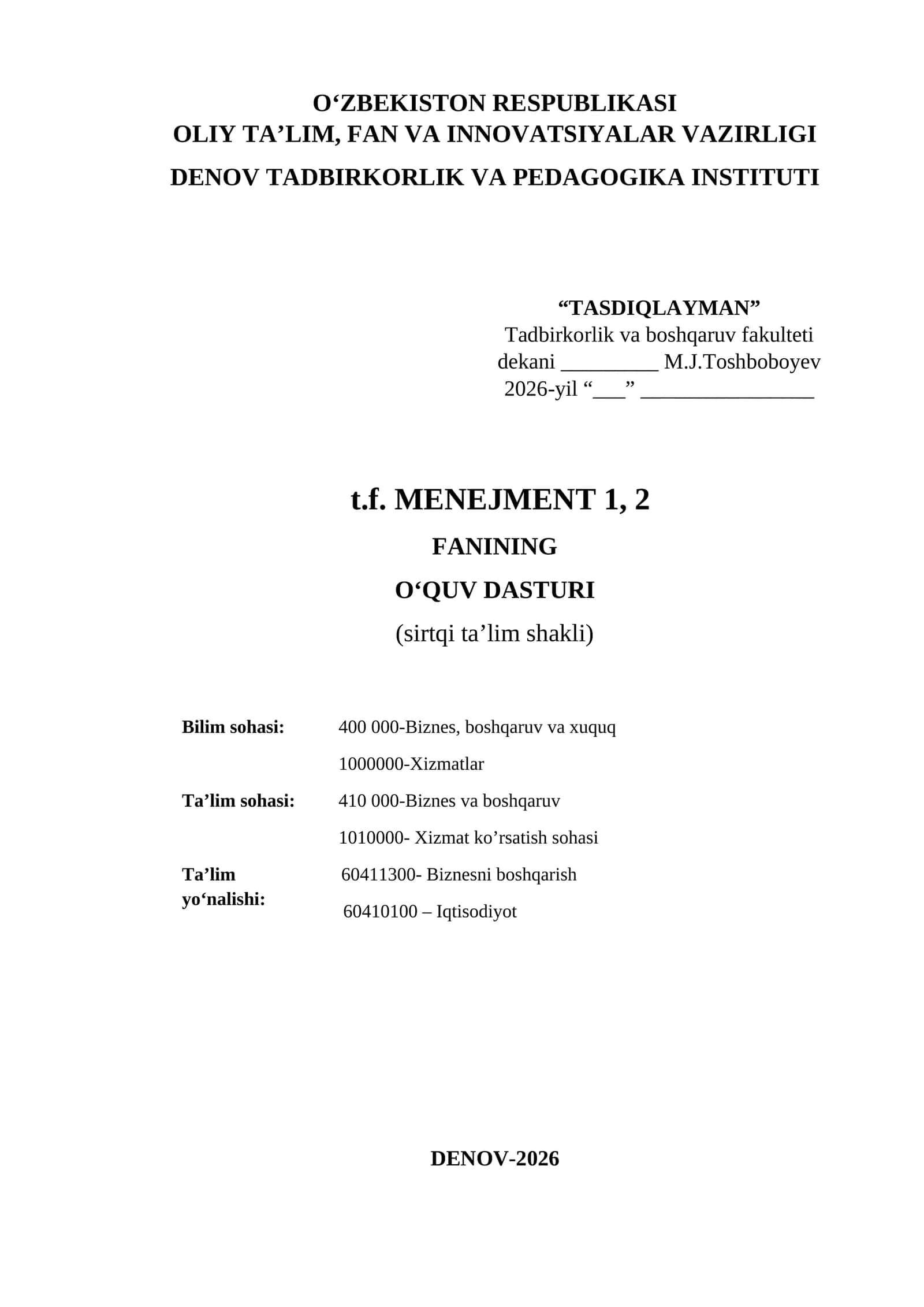 MENEJMENT 1, 2