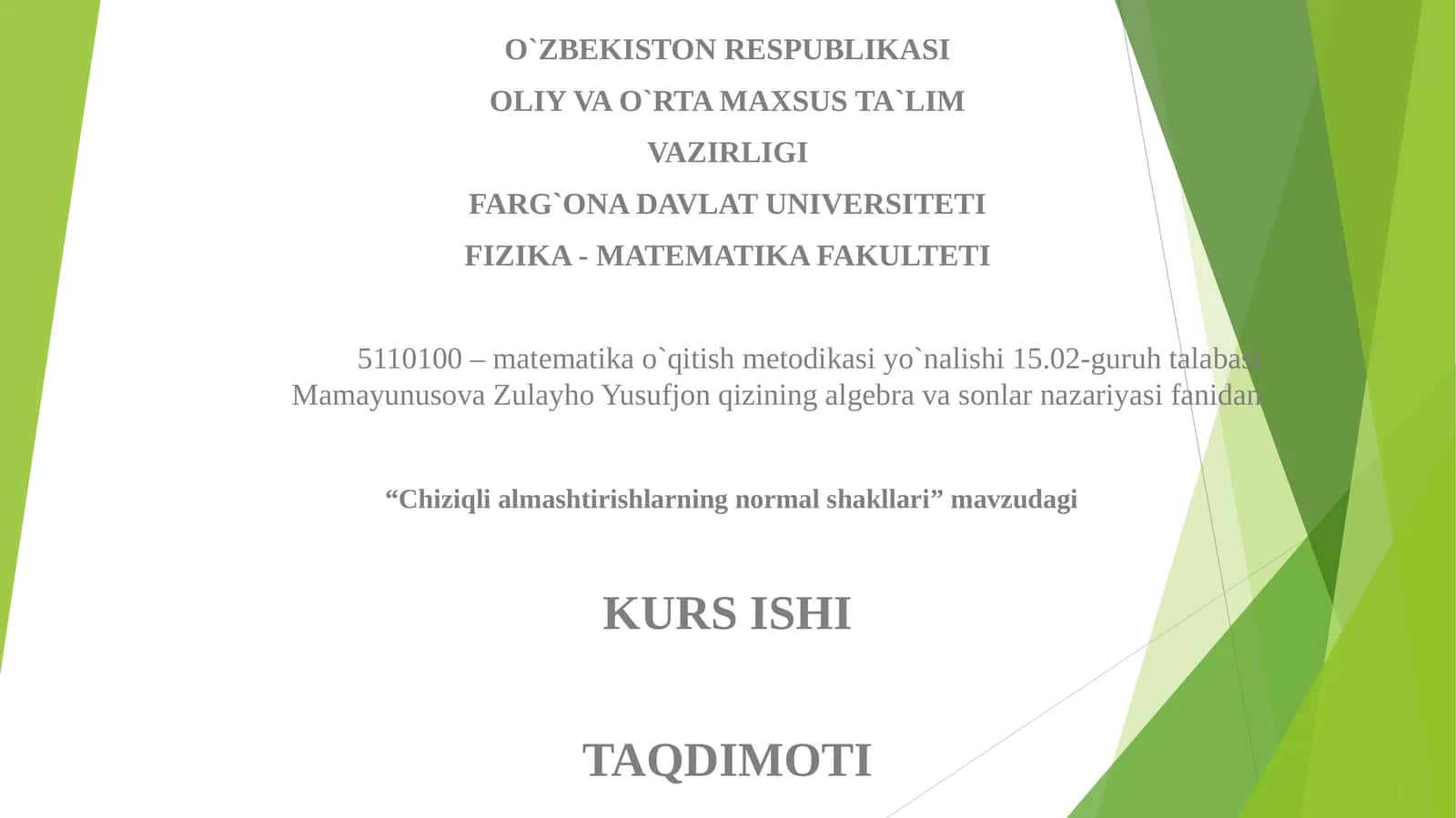 Chiziqli almashtirishlarning normal shakllari