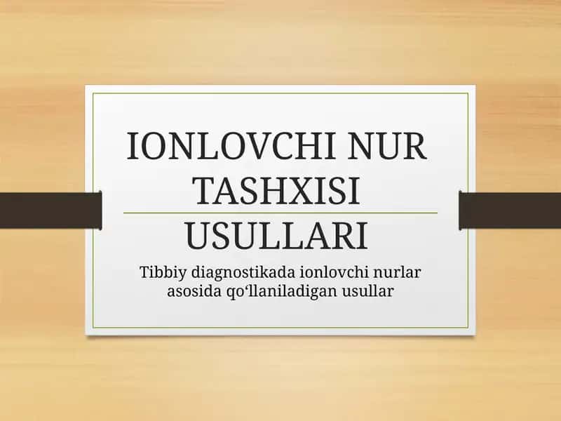 IONLOVCHI NUR TASHXISI USULLARI