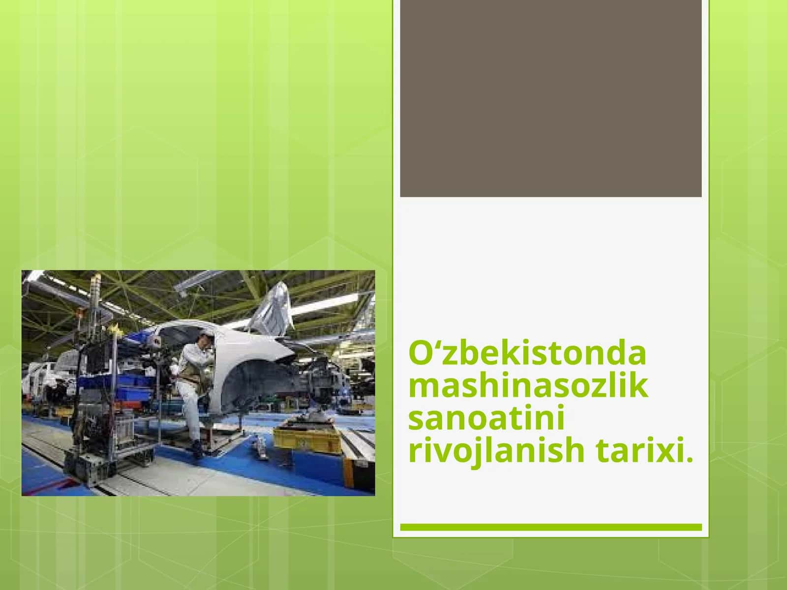 O‘zbekistonda mashinasozlik sanoatini rivojlanish tarixi